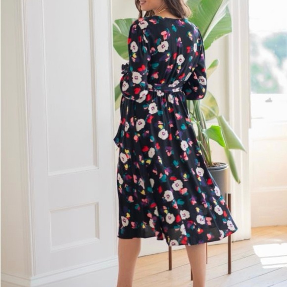 Seraphine Black Floral Maternity Midi Dress 4 - Picture 8 of 8